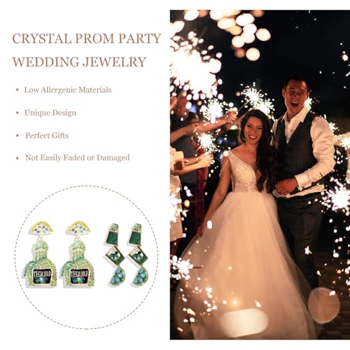 Champagne Earrings for Women Bottle Margarita Tequila Earrings Crystal Dangle Earring Cinco De Mayo Dress Accessories Party Jewelry Gifts3