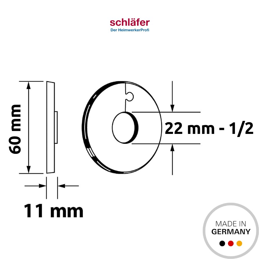 Schläfer 4409013 | Rosone Copritubo Rosetta Apribile ABS per Termosifoni Foro 22 mm (1/2") Collare per Copertura Tubi Radiatori Caloriferi