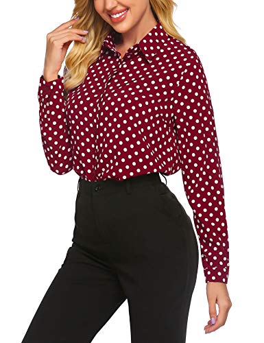Zeagoo Women's Button Down Shirt Long Sleeve Collared Tops Chiffon Blouse for Women