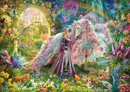 Schmidt Spiele 59718 Voyage onirique avec Une Licorne, Puzzle de 500 pièces, Rose Pastel, Violet Pastel, Bleu Pastel