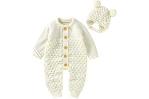 LAWKUL Baby Outfit Cotton Knit Newborn Infant Romper Knitted Longsleeve Sweater Clothes...