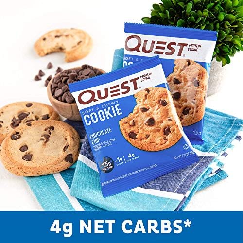 Quest Nutrition Chocolate Chip Protein Cookie, Keto Friendly, High Protein, Low Carb, Soy Free, 12 Count "Packaging may vary"