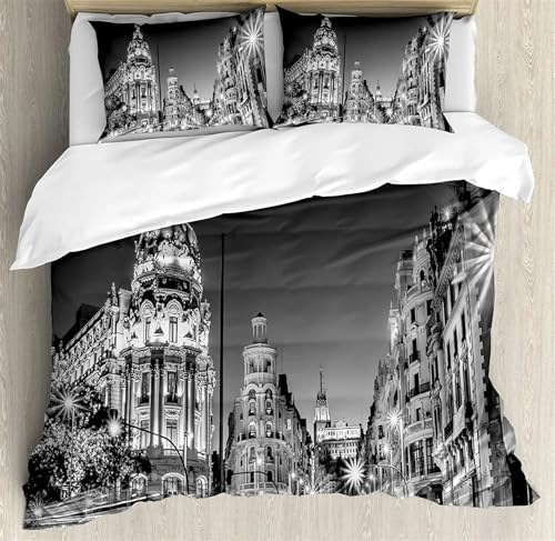 Rodths Funda Nórdica Cama 80/90 Barcelona Cama para Cremallera Suave Transpirable Microfibra Funda Edredon 135x200 cm y 1 x Funda de Almohada de 50x75 cm