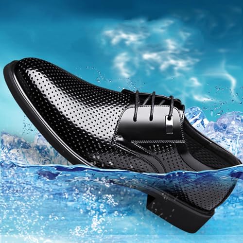 Mens Business Tuxedo Oxfords Shoes for Men, Breathable Hollow Pointed Toe Lace-up Comfort Brogue Oxfords Casual Business Work Dress Shoes2