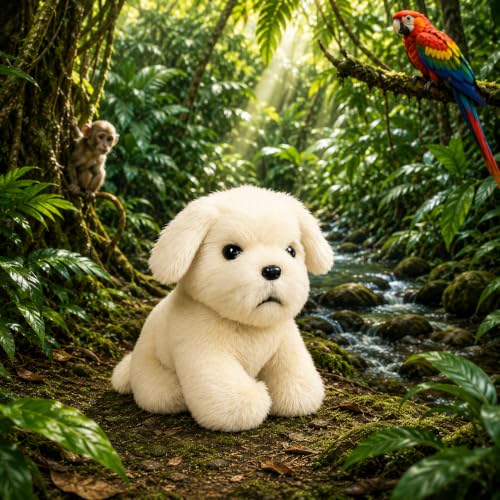 Image of 25cm Dog Plush Soft Toy Cute Kids Animal Home Decor Boys /Girls /Baby Soft and Cuddly White Puppy Stuffed Toy