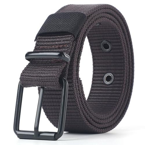 Men's Belts for Jeans, Men's Perforated Canvas Belt with Metal Buckle Breathable Nylon Casual Belt for Work Travel