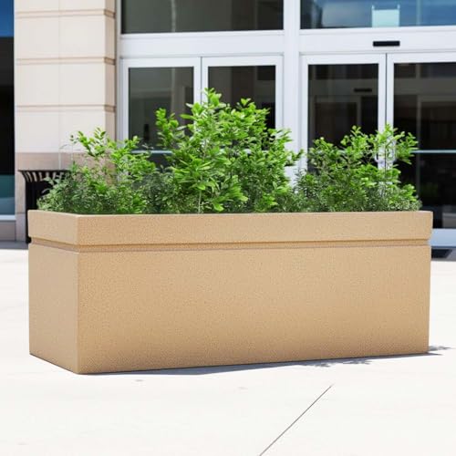 Image of Go Hooked Recta 36x14 Inch Large Planter Pot | Big Size Outdoor & Indoor Pot for Plants | Modern Design, Lightweight & Durable Rectangle Polymer Flower Pot for Balcony, Terrace & Garden (Brown)