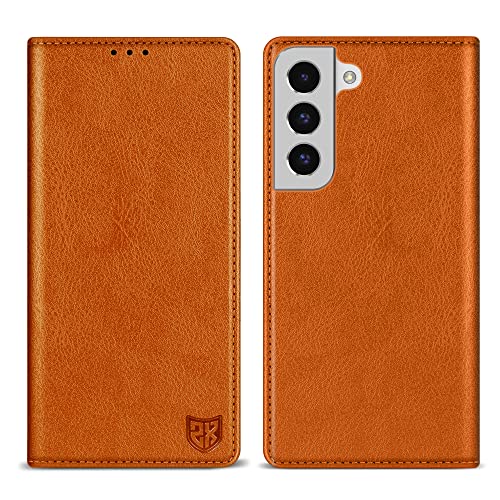 Image of ZZXX Samsung Galaxy S22 Plus Wallet Case, Brown 6.6 inch, RFID Blocking, Card Slot, Strong Magnetic Leather, Slim Fit