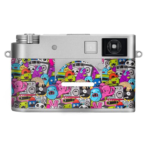 SUPBIG カメラアクセサリー ステッカー Fujifilm 対応 X half カメラに適合する保護装飾ステッカーで、耐擦傷性、耐摩耗性を備えたカメラスキン保護フィルム、迷彩(亜光銀+音楽怪獣)