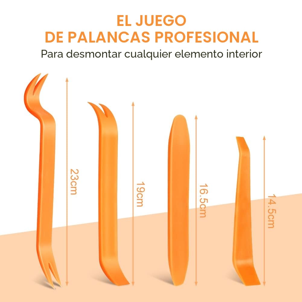 flintronic Kit de Herramientas Desmontaje Coche, 4PCS Herramienta de Desmontar, Desmontadores de Plastico del Panel Frontal del Coche, para Desmontar Audio Vehículo Radio Interior Recubrimiento.