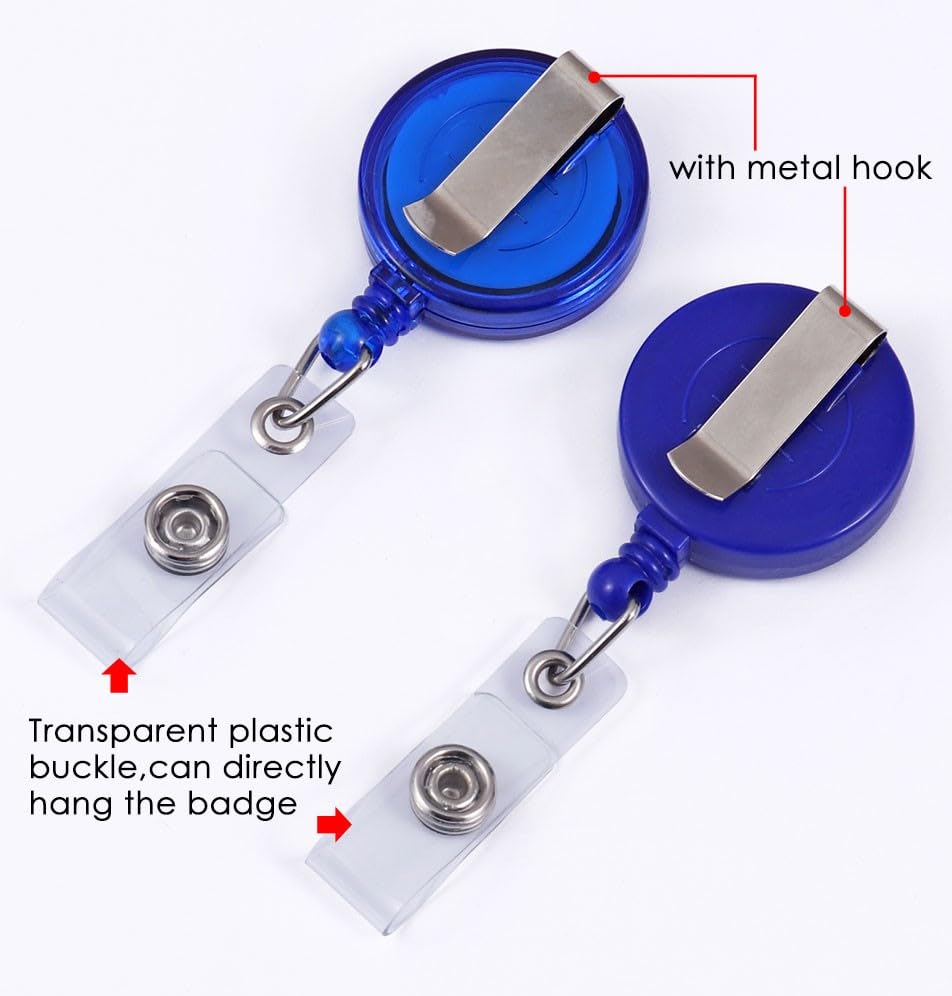 Image of ANG Plastic ID Badge Holder, ID Badge Reel, Lanyard Blue (Pack of 5)