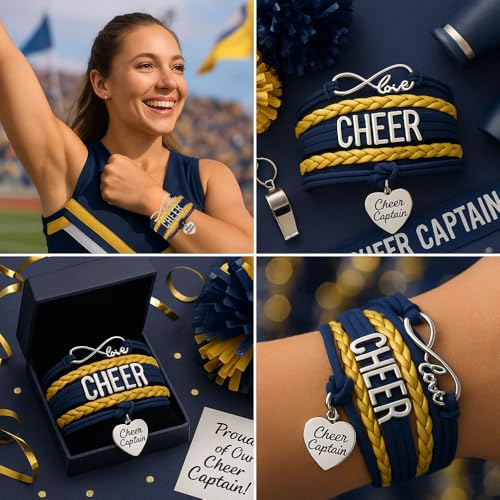 Image of Sportybella Cheer Captain Charm Bracelet- Girls Captain Cheerleading Bracelet- Cheer Jewelry for Cheerleader