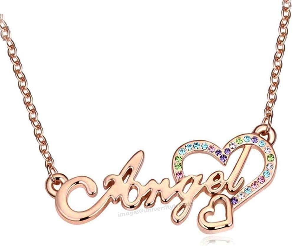 University Trendz Romantic Angel Heart Long Chain Pendant Necklace for Women/Girls, Angel Charm Christmas Gift