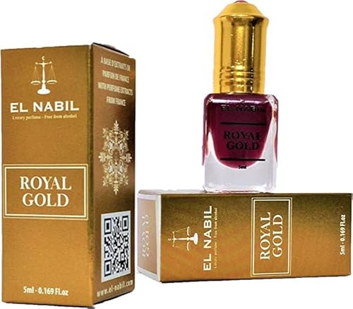 El Nabil Royal Gold Arabian Perfume Oil | Royal Oil | Fragrance Perfume Oil | Perfume Oils For Women And Men | Vanilla Perfume Oil | 0.17 Fl Oz (Royal Gold) #TOP5