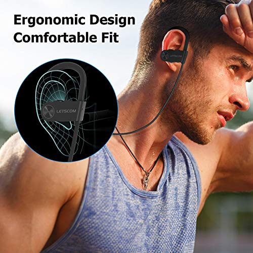 Bluetooth Headphones, LETSCOM Wireless Earbuds V5.0 IPX7 Waterproof Noise Cancelling Headsets, Richer Bass & HiFi Stereo Sports Earphones 8 Hours Playtime Running Headphones - Thumbnail 7