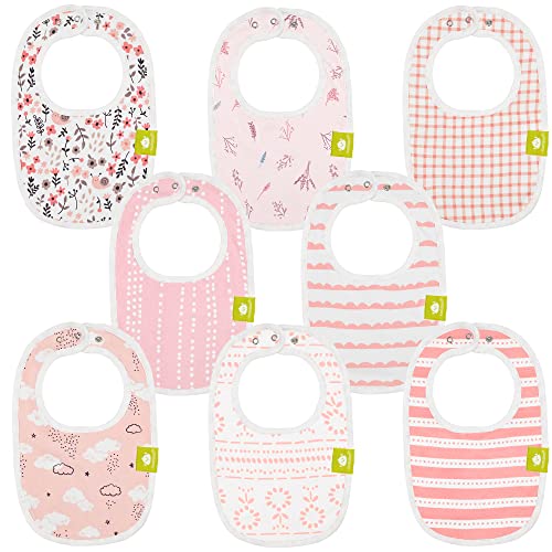 Image of 8-Pack Organic Baby Bibs for Girls & Boys - Teething Baby Bibs for Boy, Girl - Newborn Bibs for Baby Girl, Boy (Sweet Charm)