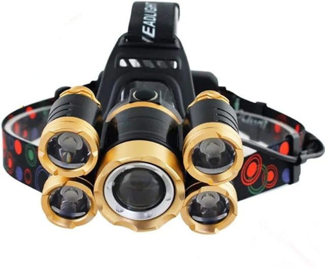 YWT 5 Pcs Headlights, 1500 Lumens LED Work Headlights, USB Rechargeable Waterproof Flashlight, Rotary Focus, 4 Lighting Modes, Camping Lights, Hiking, Outdoor