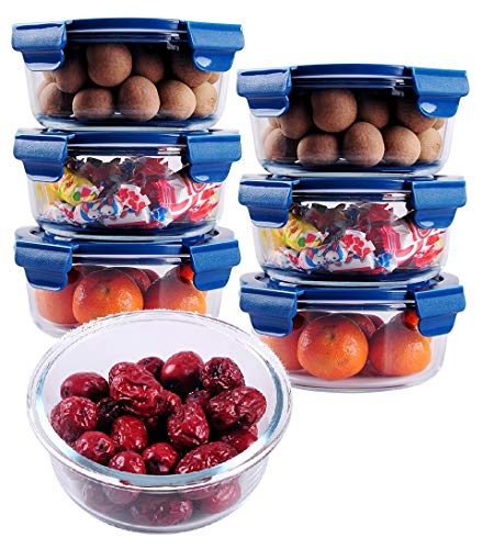 Image of STAR WORK 650 ml Round Glass Meal Prep Containers, Food Storage Containers with Lids Airtight, Glass Lunch Boxes, Microwave, Oven, Go & Freezer-to-Oven-Safe Food Containers Pack of (5)