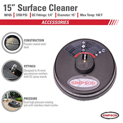 Simpson Cleaning 80165, Rated Up to 3700 PSI Universal 15