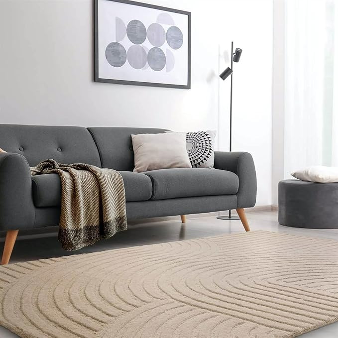 Hand Tufted Carpet 5x8 Feet Cut and Loop Finish That Gives it a Unique Carpet NZ Wool with Silk Abstract Design Non Slip Luxury Exclusive Carpet for Living Room Bedroom-image-0