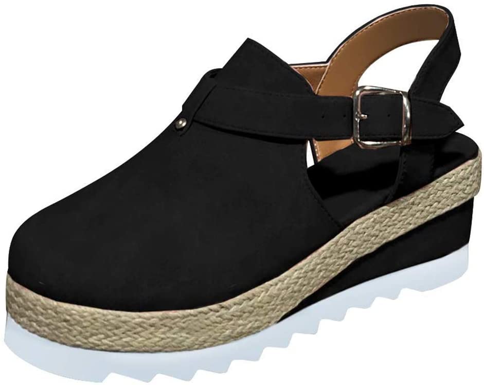 Sandales plateforme en cuir bout fermé pour femme en rose vintage