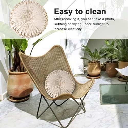 Generisch Rundes Bodenkissen - Kürbis-Samtkissen, Plissiertes rundes Kissen - Kürbis-Samtkissen, Plissiertes rundes Kissen für Zimmer, Büros, Sofa, Bett, Stuhl