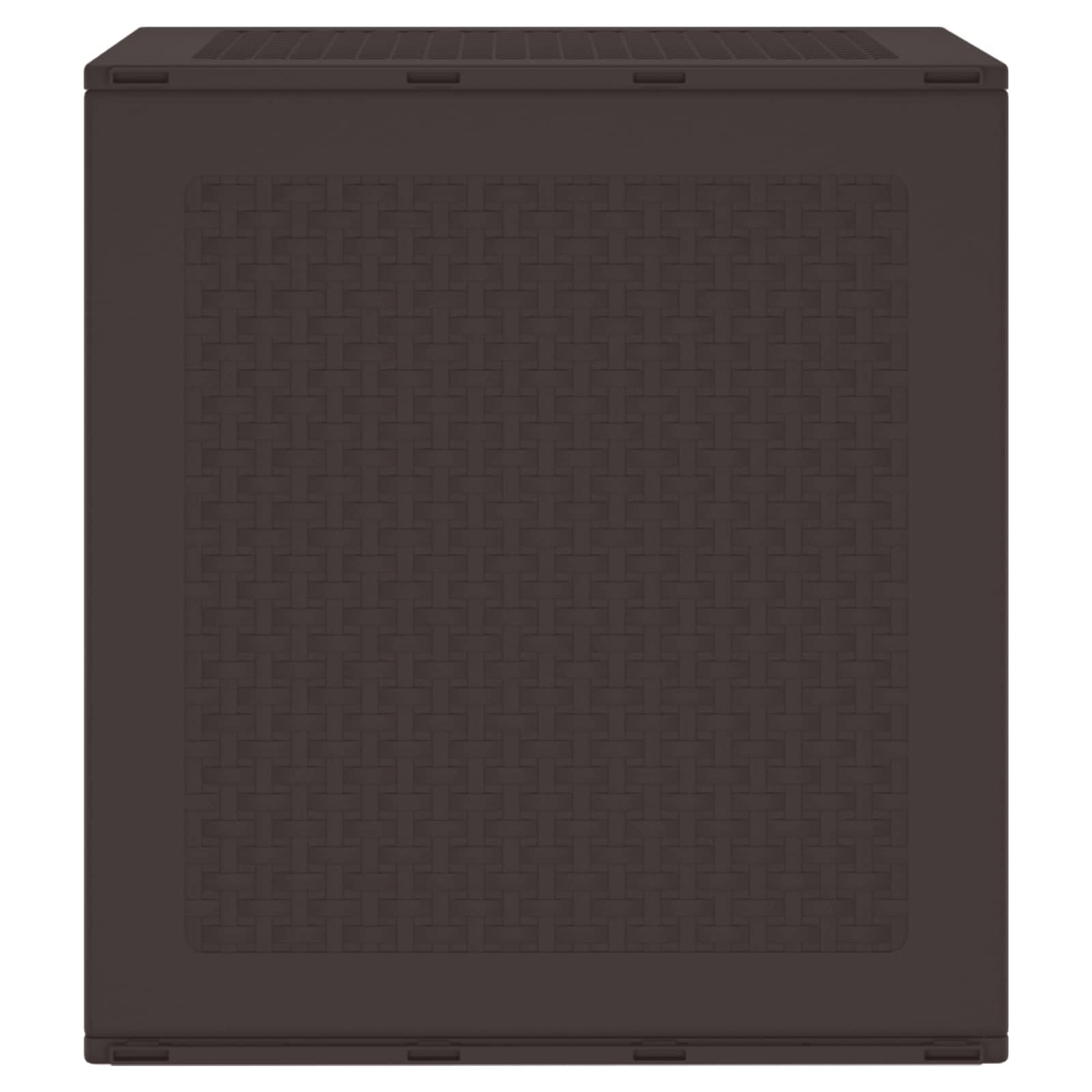 Contenitore marrone in polipropilene, 55 x 53 x 57 cm, per giardino e terrazza, resistente alle intemperie, impermeabile, come panca, contenitore per cuscini, attrezzi, accessori per