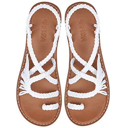 Capana Woven Women's Flat Sandals - Strappy Braided Sandals, Beach Sandals for Women Dressy Summer, Rope Bohemian Sandals, Spring Casual Womens Shoes, Comfy Boho Flats for Teen Girls – Commune