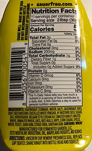 Sauer Frau Chucrut exprimible mostaza de cerveza artesanal 12 onzas 1 botella