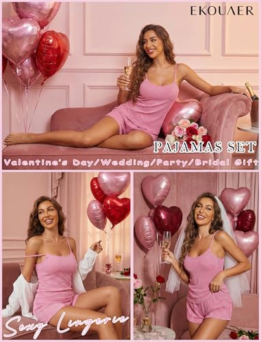 Image of Ekouaer Pajama Sets for Women Lingerie Sleepwear Soft Pjs