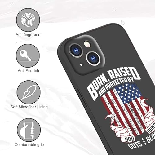 Iphone 13 Silicone Case,Born Raised In America Glory Guts Distressed Usa Flag Phone Case,Iphone 13 Cases For Men Boys, [Camera Protection] Fashion Cool Pattern Design Cover Case For Iphone 13 #TOP2