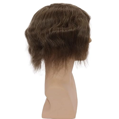 Miniatura 6 de Toupee de piel fina suave 0.002 in PU 10x8inch reemplazo de pelo para hombre postizo 100% europeo piezas de cabello humano para hombre #17 color