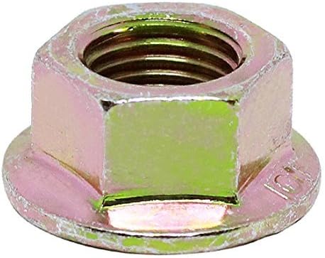 (50pcs) BelMetric M6 JIS Hex Head Serrated Flange Nut 10mm Wrench, Class 10 Yellow Zinc for Automobile, Motorcycle, and Mechanical Applications NF6YLW