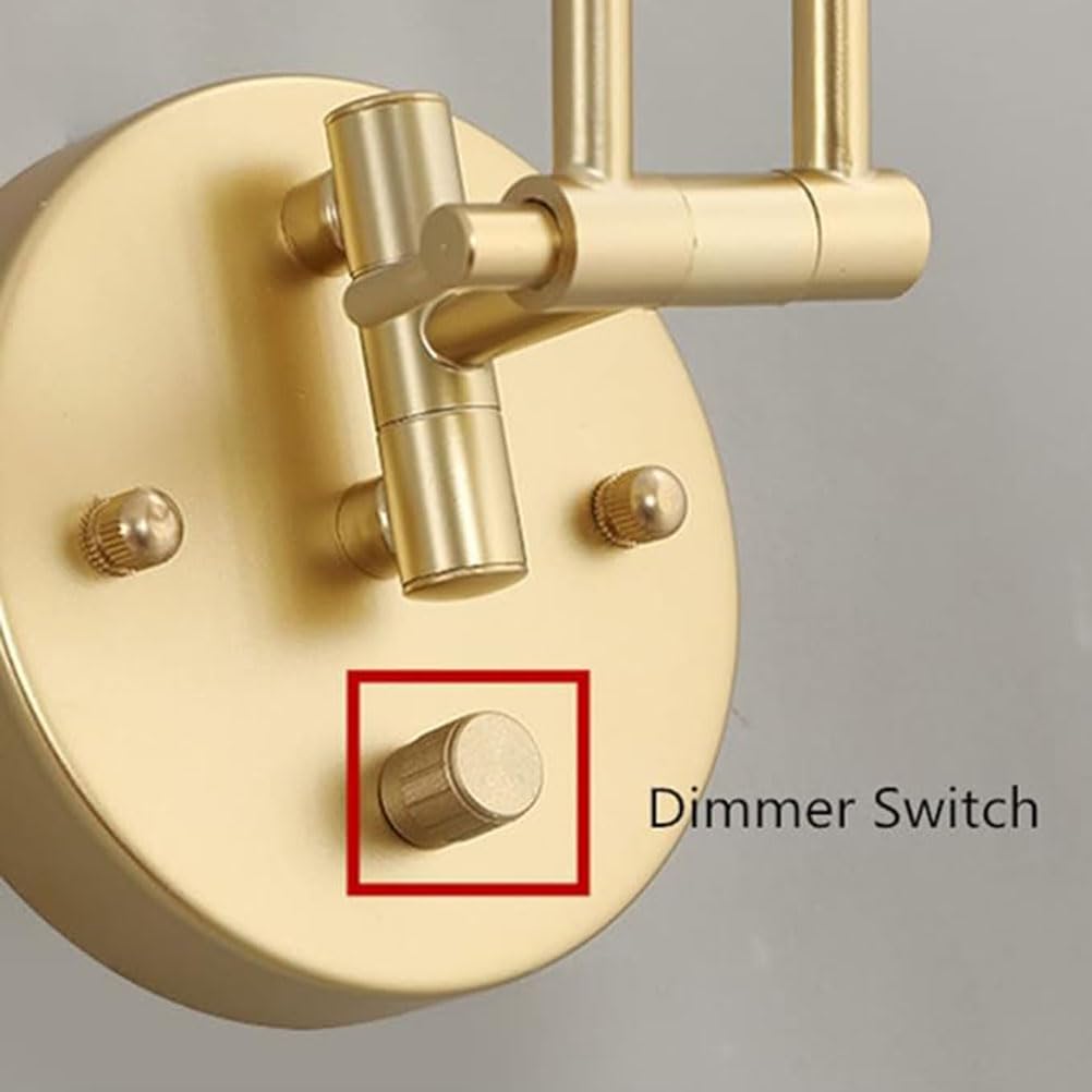 LED-Indoor-Wandlampe mit Schalter Wandleuchte Verstellbarer Schwenkarm 3000k-6000k Nacht Lampe Wand Leselampe Moderne Goldwandbeleuchtung für Schlafzimmer Wohnzimmerstudium