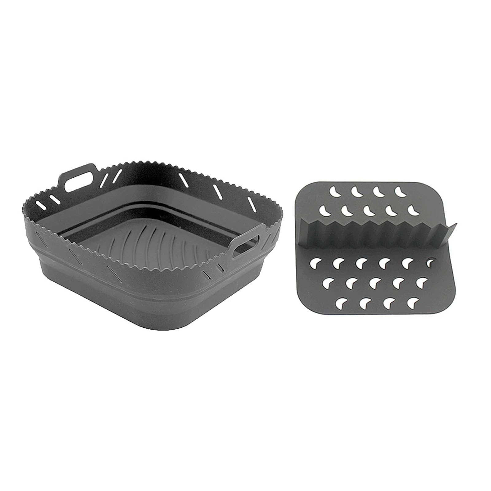 Revestimiento cuadrado de silicona for freidora de aire con divisor | Antiadherente, fácil de limpiar, apto for lavavajillas, elevador de alimentos, resistente a altas temperaturas(Gray)