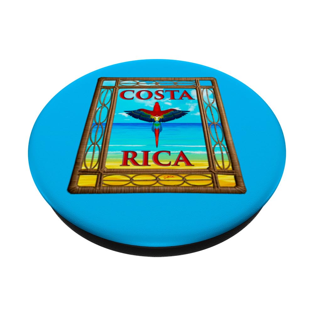 JCombs: Costa Rica, Scarlet Macaw, Beach PopSockets Swappable PopGrip, Black - Image 2