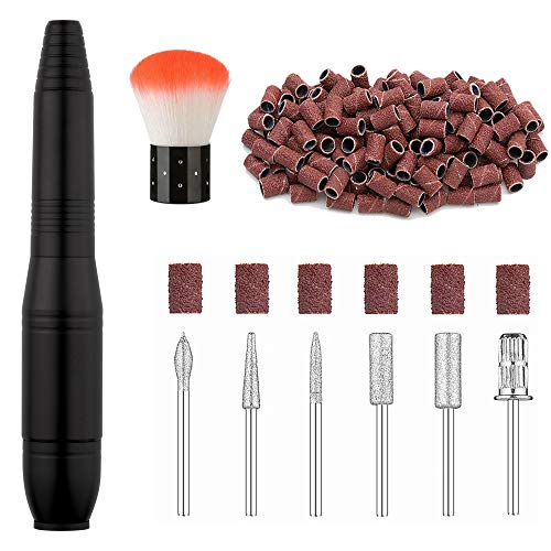 20000RPM Portable Nail Drill Electronic Nail File Set Professional Manicure Pedicure Kit with Sanding Bands Nail Drill Bits Brush for Acrylic Gel Nails(Black)