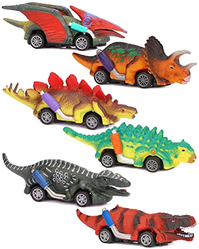 Dinosaur Toys Toddler Boy Toys for 2-7 Year Old Boys 6 Pack Dinosaur Toys Pull Back Cars Kids Toys for 2-4 Year Old Boys Easter Birthday Gifts for 2 3 4 5 Year Old Boys