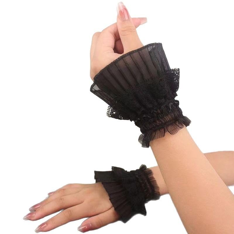 AUOCATTAIL Hand Sleeve Wrist Cuffs Floral Lace Elastic Wedding Party Decoration Accessories