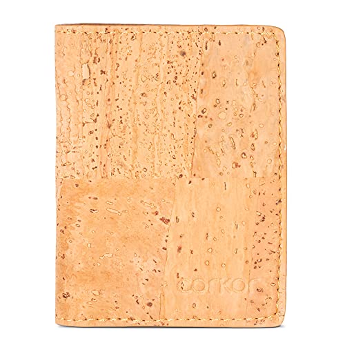 Corkor Cartera de Corcho Hombre Mujer Bloqueo RFID Tarjeta de Credito Regalo Vegan Natural Cover