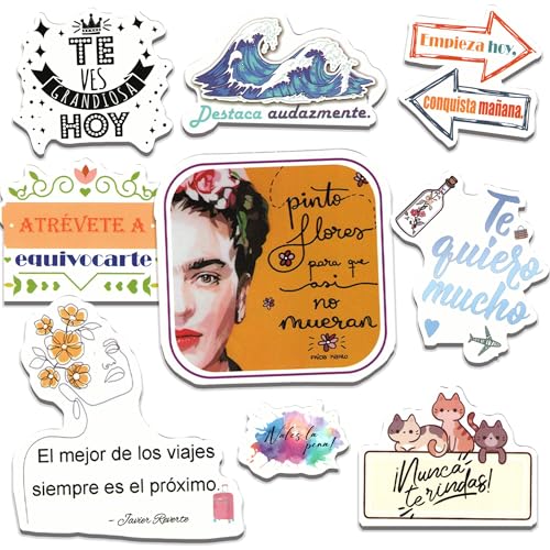 Image of Spanish Motivational Stickers - No Duplicates - Inspirational Affirmation Decals for Teachers, Students & Classroom - Waterproof Vinyl Quotes for Water Bottles, Journals & Scrapbooks
