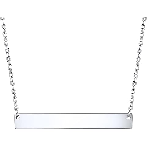 ChicSilver Customizable Vertical Bar Pendant Necklace 925 Sterling Silver Y Necklace Simple Fashion Jewelry Gifts for Women