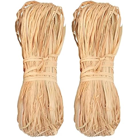 KINGLAKE 100g Bast Raffia Bastband Natur Bindebast Florbast Naturbast zum Basteln, Dekoration, Weben, Floristen, Garten, 2 x 50 g Cover