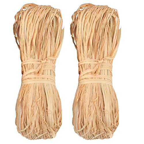 2 Rouleaux Rafia Naturel 400m - Ruban Raphia Pour Emballage Cadeaux, Bouquets Et Décoration