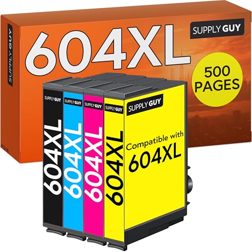 Supply Guy 604XL Cartuchos de Tinta compatibles con Epson 604 XL Cartuchos para Expression Home XP-3200 XP-4200 XP-2205 XP-4205 XP-3205 XP-2200 Workforce WF-2910 WF-2930 Impresora 4 Multipack