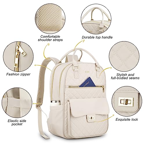 Image of Girls Laptop Backpacks 15.6 Inch,Large Capacity School Bag College Backpack with USB Charging Port,Fashion Bookbags Computer Bag for Teens Students,Off-white