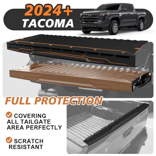 Image of TripleAliners Truck Mat Compatible with 2024-2026 Toyota Tacoma Accessories, Tailgate Mat Custom Fit All Weather Protection Pickup Liner, w /Tailgate Cap Protector