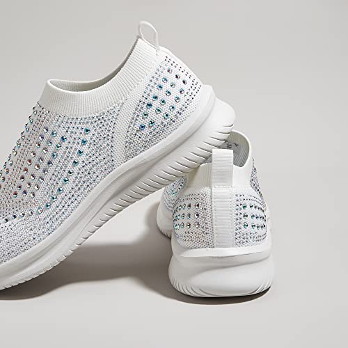 BELOS-Womens-Rhinestone-Mesh-Slip-On-Walking-Shoes-Fashion-Breathable-Spakle-Glitter-Sneaker