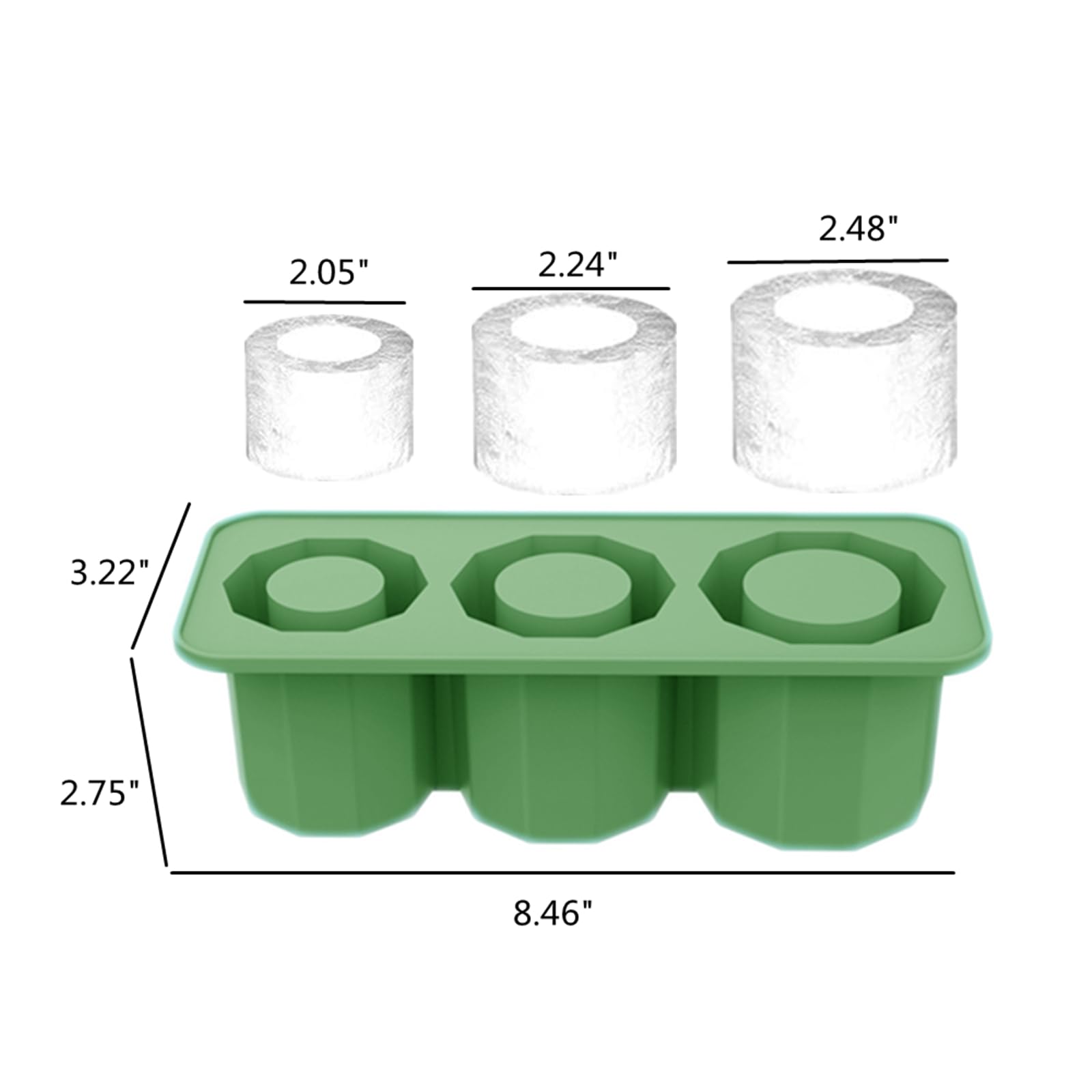 Generic Ice Pop Mold Cup 30 40 oz,Ice Cube Tray for Tumbler Cup Silicone Ice Cube Tray with Lid for Tumbler Cups, for Freezer Ice Drink Chilling Cocktails Whiskey (Green)