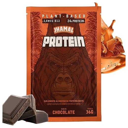 JHAMAL Suplemento Alimentar de Proteína em Pó - Sabor Chocolate - Saudável e Rico em Proteínas - Vegano, Sem Glúten, Sem Adição de Açúcar, Sem OGM, À Base de Plantas - 1 Sachê de 36g